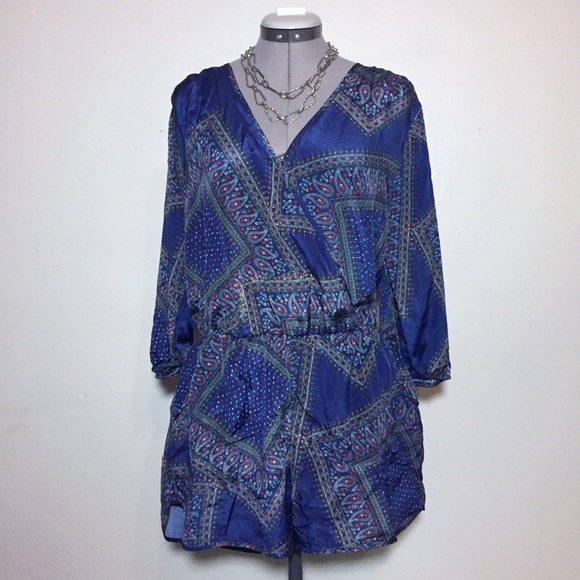 miami Pants - Miami Blue Paisley Print Cross Front Romper M